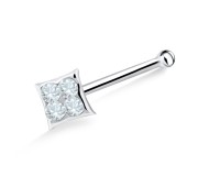 Stone Square Shaped Silver Bone Nose Stud NSKD-623
